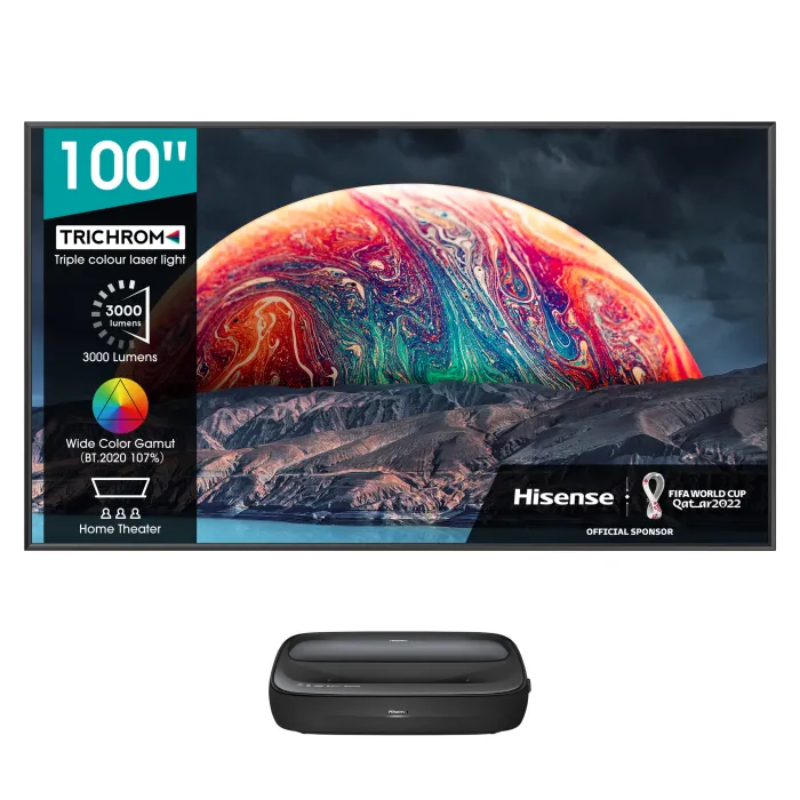 Hisense 100L9G 100″ 4K TriChroma Laser TV + DLT100-A 100" ALR Screen | Demo Bundle