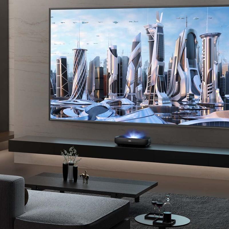 Hisense 100L9G 100″ 4K TriChroma Laser TV + DLT100-A 100" ALR Screen | Demo Bundle