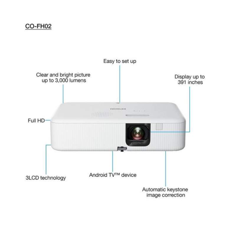 Epson EpiqVision® Flex CO-FH02 Full HD 1080p Smart Portable Projector (Each)