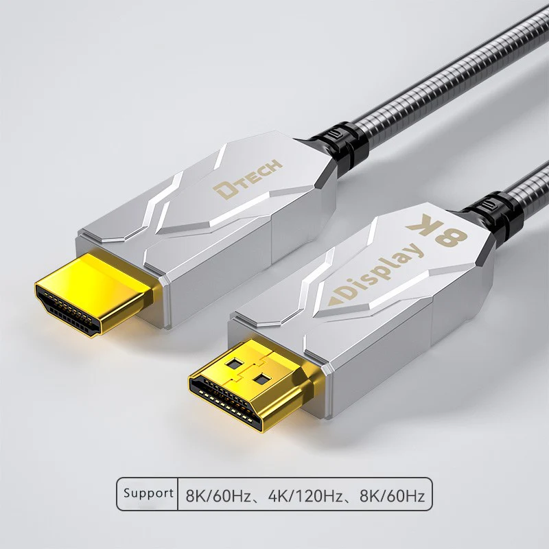DTECH - HF8000 Series, Armoured Fibre HDMI Cable, V2.1 8K Resolution (Each)