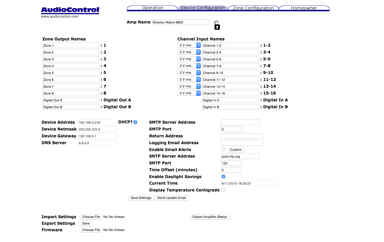 AudioControl The Director® Model D4600 - 16 Channel High-Power Network DSP Amplifier