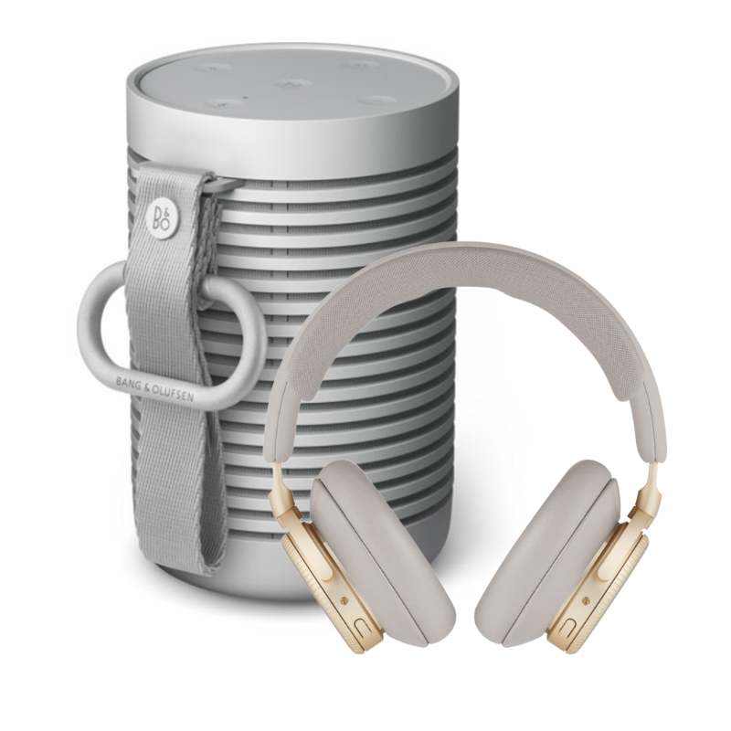 Bang & Olufsen Beoplay H100 &  Beosound Sand & Grey Mist Bundle