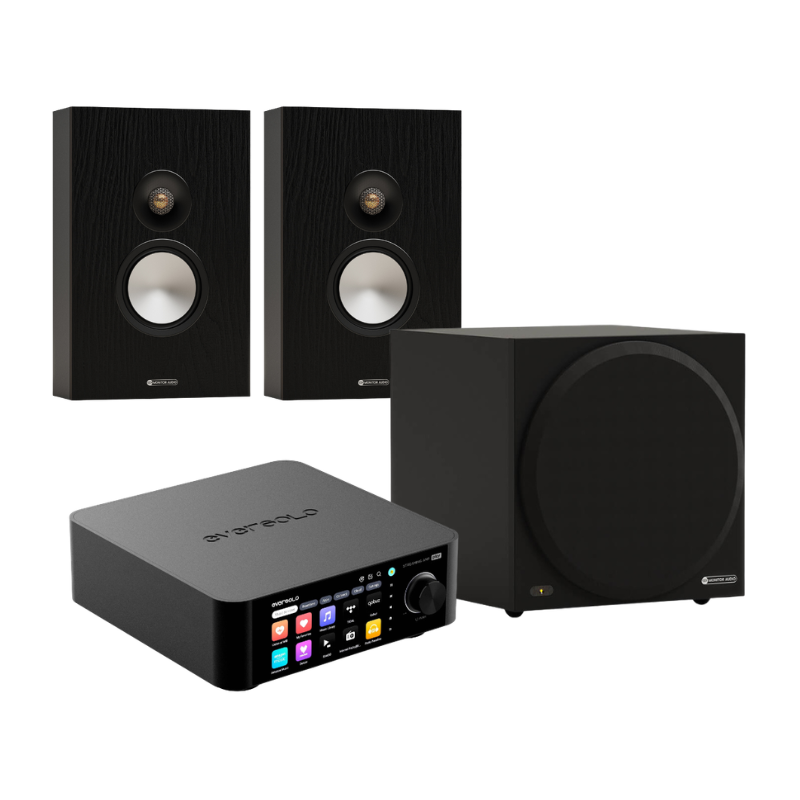 Eversolo Play & Monitor Audio Bronze On-Wall with Vestra W10 Subwoofer Bundle