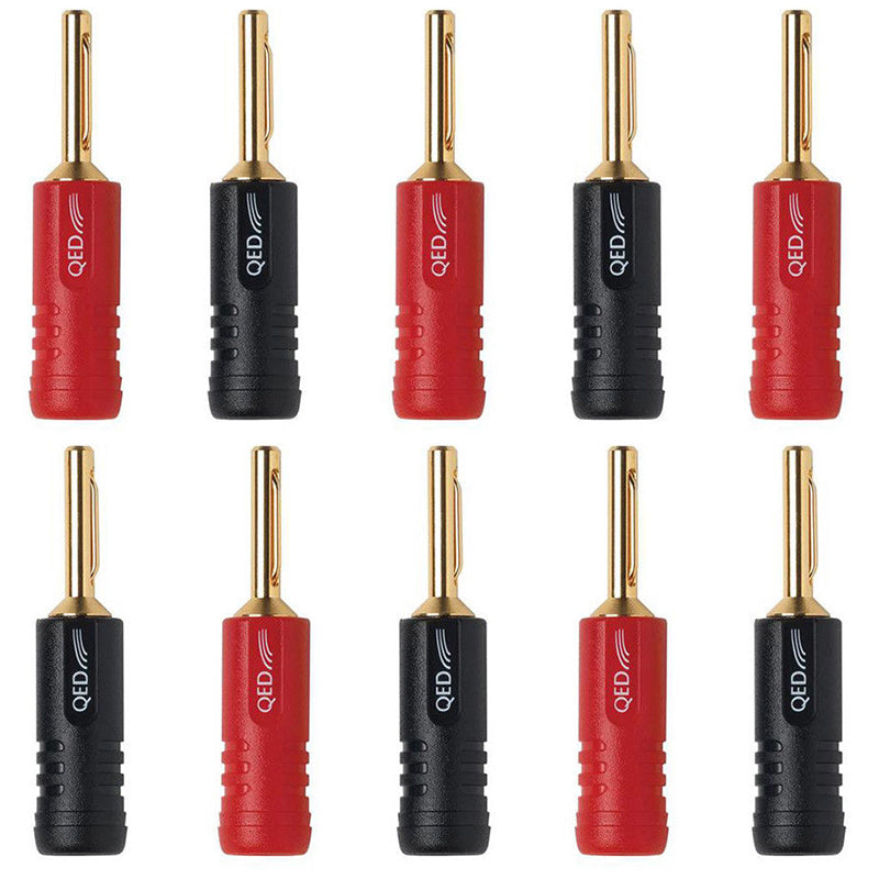 QED QE1885 Screwlock ABS 4mm Banana Plugs - 5Red/5Blk