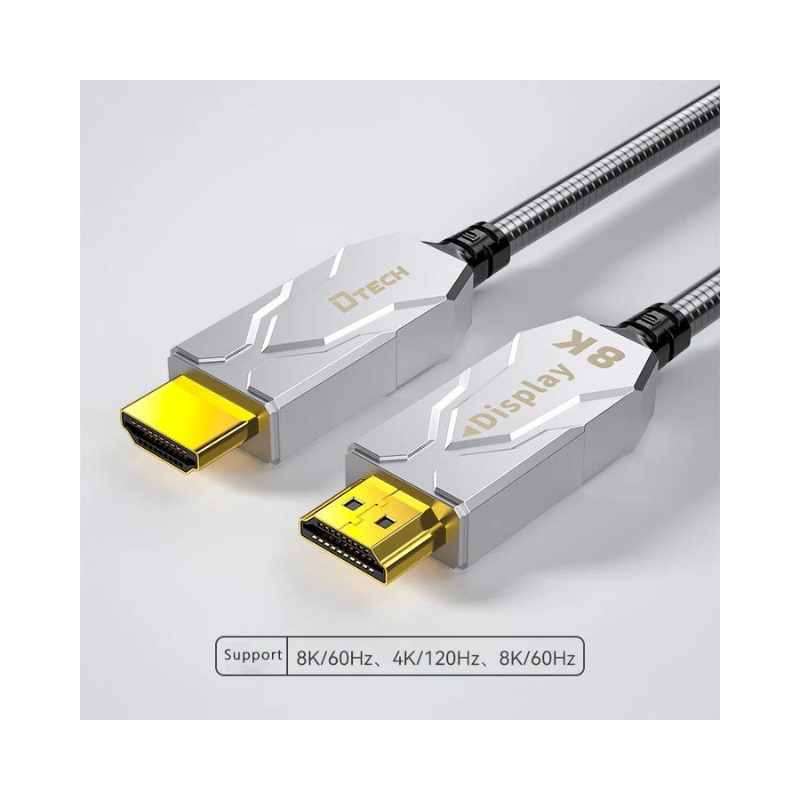 Dtech Armoured Fibre HDMI Cable, V2.0, 8k Resolution (Each)