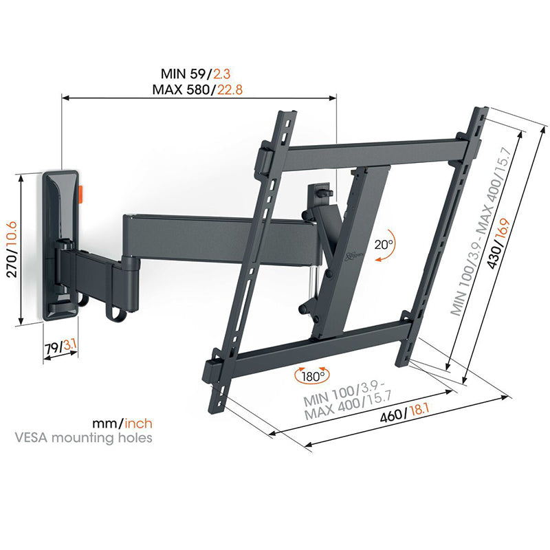 Vogels TVM 3445 Full-Motion TV Wall Mount - 32 to 65" (Each)