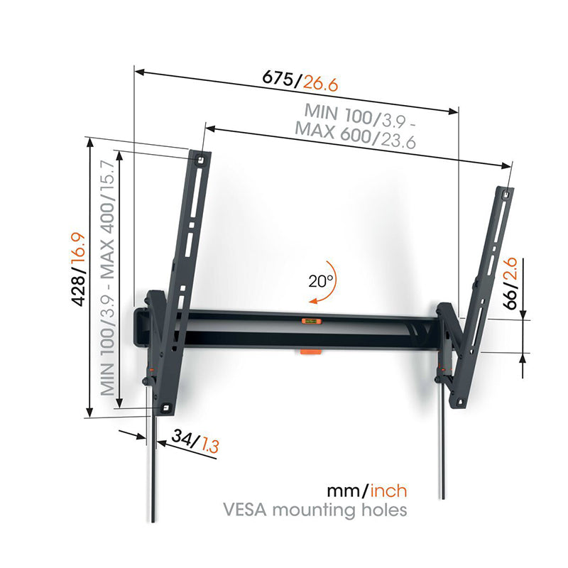 Vogels TVM 3615 Tilting TV Wall Mount - 40 to 77" (Each)
