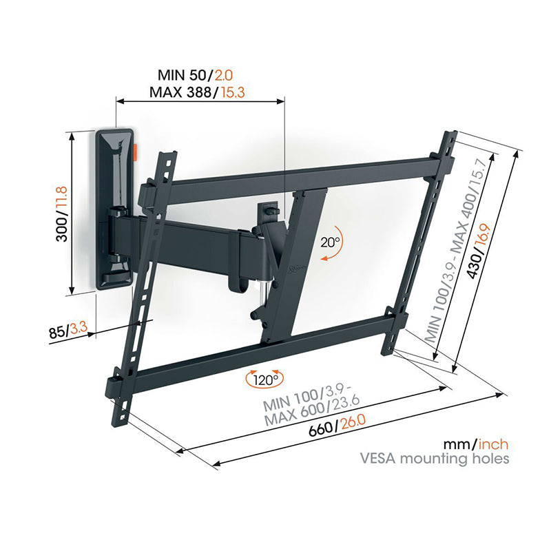 Vogels TVM 3625 Full-Motion TV Wall Mount - 40 to 77" (Each)