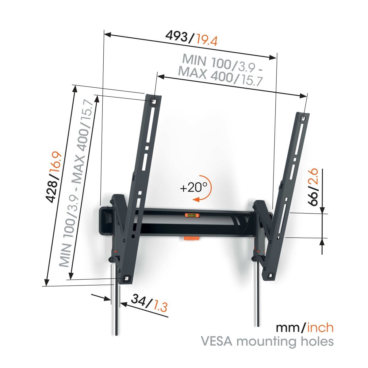 Vogels TVM 3415 Tilting TV Wall Mount - 32 to 65" (Each)