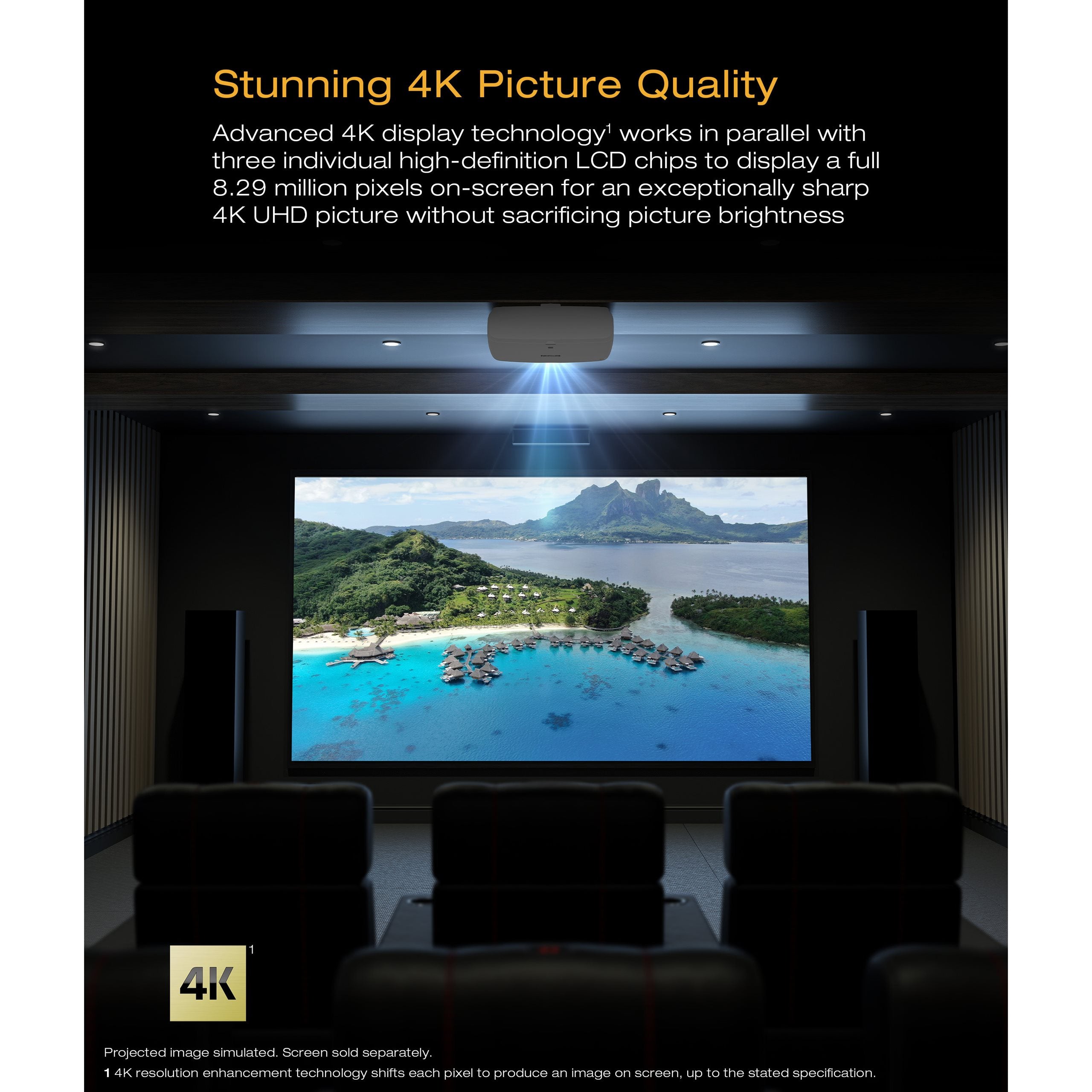 Epson QB1000 4K HDR 3,300 Lumen 3LCD Laser Projector (Each)